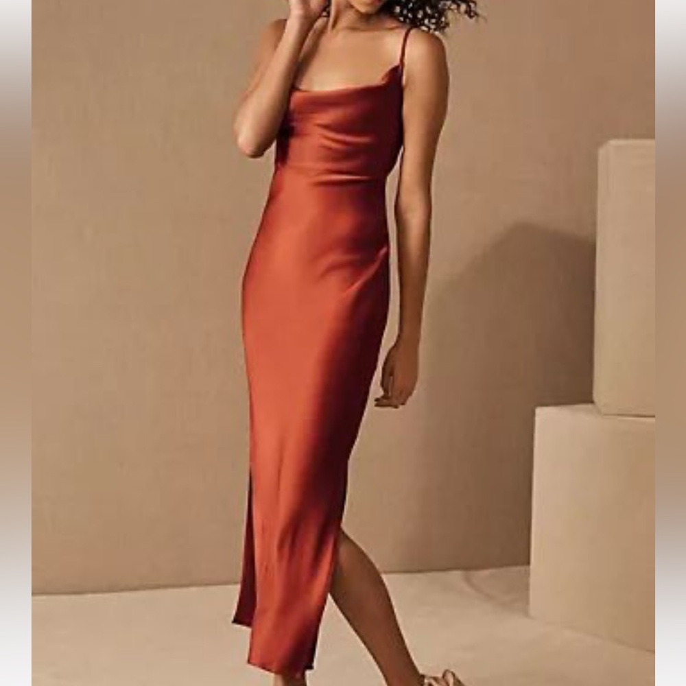 BHLDN Copper Slip Midi Dress